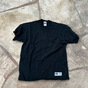 Vintage 90s Russell Athletic Black Basics Blank Pocket T-Shirt